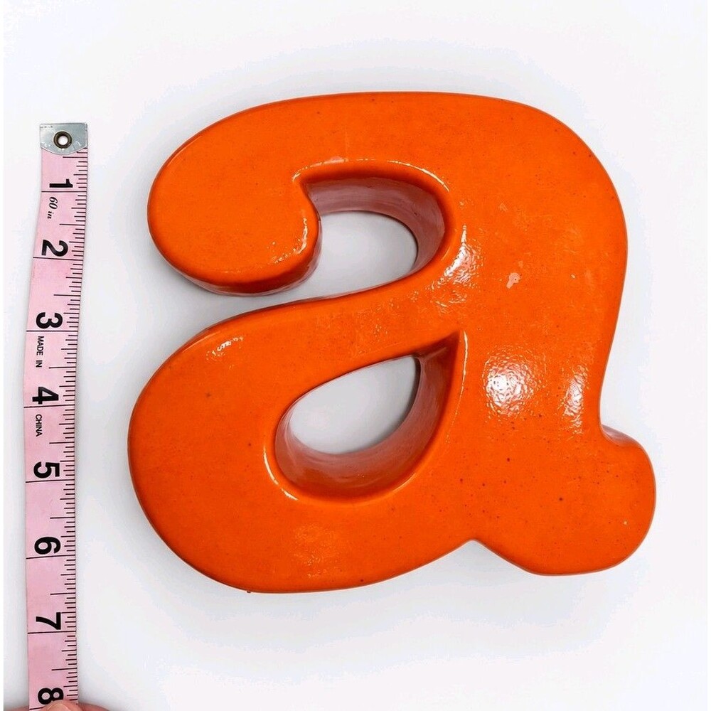 Vintage MCM Orange Glazed Ceramic Abstract Sculpture Modernist Décor 8”